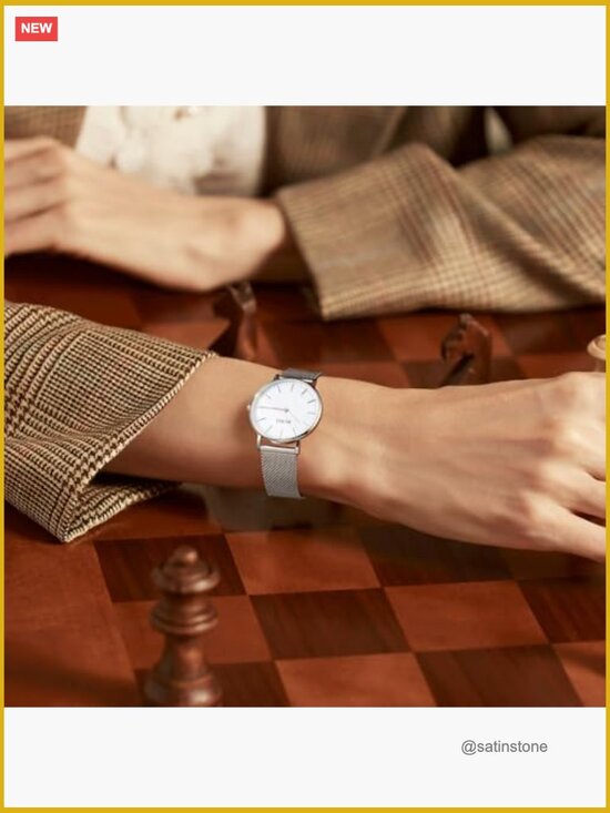 Minimalist Quartz Wrist Watch Ultra-thin Mesh Bracelet Analog Waterproof 34mm main image 7